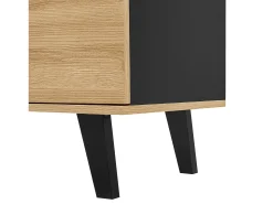 Móvel TV claro natural e preto com 2 portas e 1 gaveta, 170x40x50,5cm