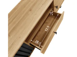 Móvel TV claro natural e preto com 2 portas e 1 gaveta, 170x40x50,5cm