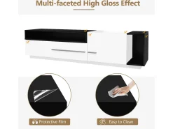 Móvel TV 170cm - 1 gaveta grande e 3 compartimentos - Branco e Preto