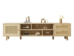 Móvel TV 160cm - 1 porta、2 gavetas e 4 compartimentos - Natural