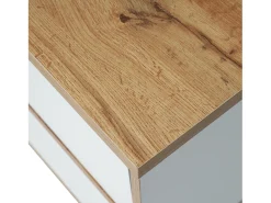 Móvel TV 175cm - 5 portas + 2 compartimentos - estilo contemporâneo - Natural & Branco