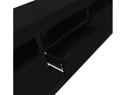 Móvel TV 160cm adequado para TV 70" - com LED - 2 portas 2 gavetas 3 compartimentos abertos - Preto