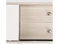 Móvel TV 160cm com 2 gavetas e 2 portas de correr - Branco & Natural