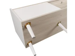 Móvel TV 160cm com 2 gavetas e 2 portas de correr - Branco & Natural