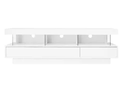 Móvel TV 160cm com LED - 3 compartimentos em vidro - Controlado por APP - adequado para TV 70" - Branco