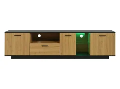 Móvel TV 180cm com LED - 1 gaveta + 3 portas + 2 compartimentos - Natural