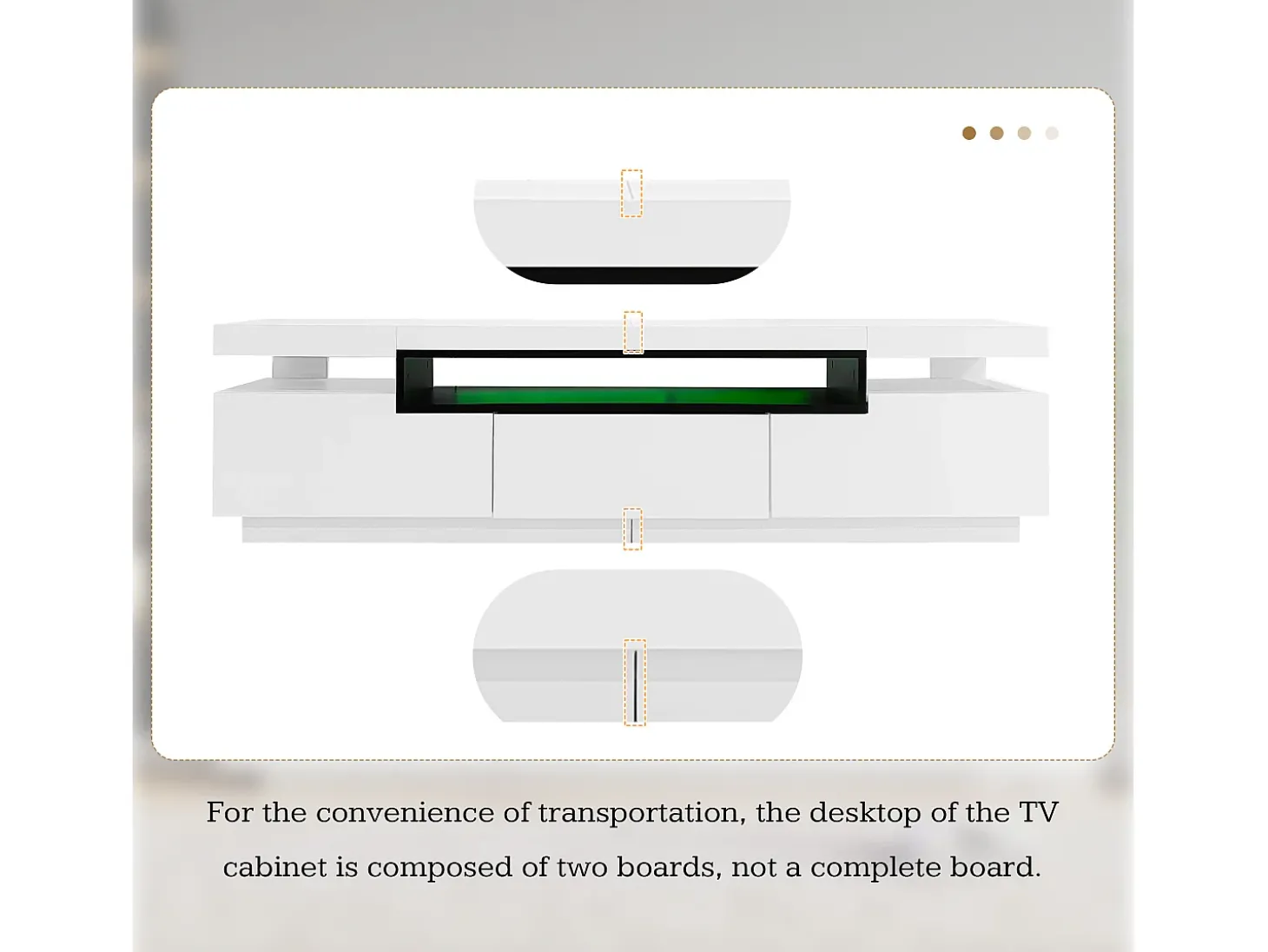 Móvel TV 160cm com LED - 3 gavetas - adequado para TV 70" - Branco
