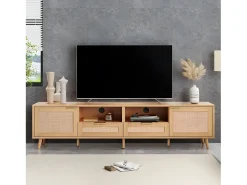 Móvel TV 200cm MDF - 2 portas e 2 compartimentos - estilo campestre - Natural