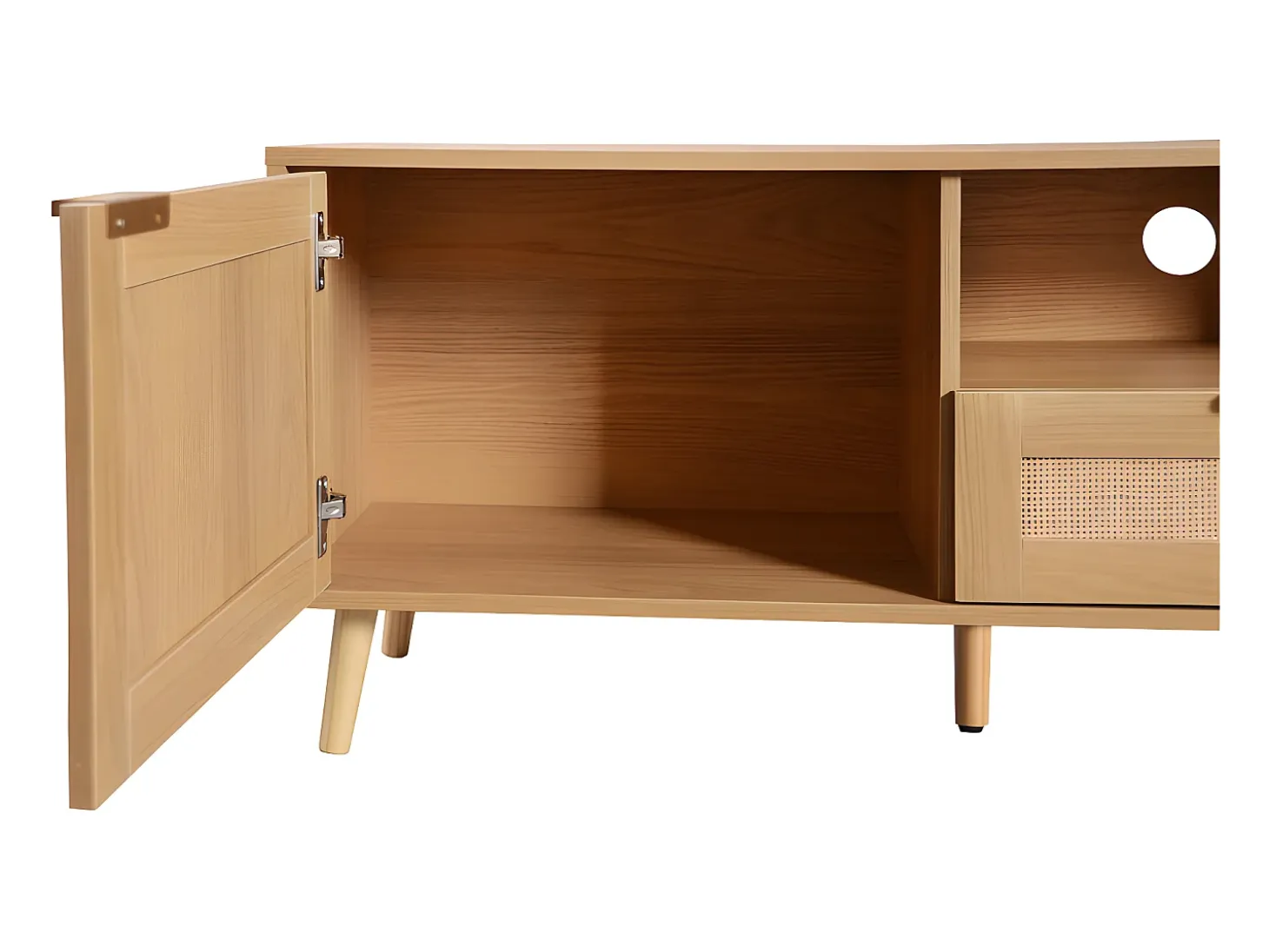 Móvel TV 200cm MDF - 2 portas e 2 compartimentos - estilo campestre - Natural
