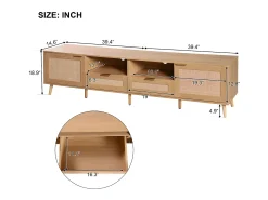 Móvel TV 200cm MDF - 2 portas e 2 compartimentos - estilo campestre - Natural