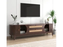 Móvel TV com 2 gavetas e 3 portas de correr - 170 x 39,5 x 46 cm - Aglomerado - Castanho