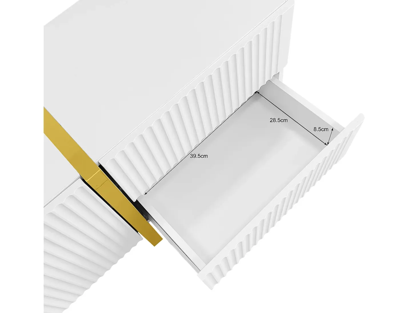Móvel TV com 2 gavetas e 3 portas - 190 x 35 x 45 cm - Madeira MDF e aglomerado - Branco + dourado