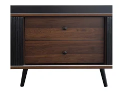 Móvel TV com 2 gavetas e 2 portas de correr - estilo moderno - cores: preto e natural