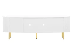 Móvel TV com 4 portas - 170 x 35 x 55 cm - LEDs - MDF e pés de metal dourado - Branco