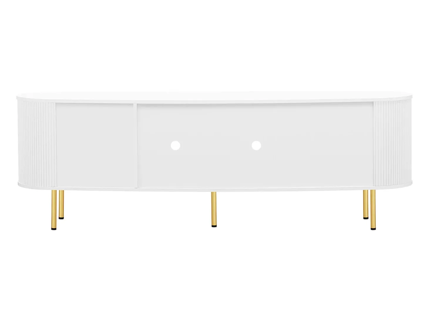 Móvel TV com 4 portas - 170 x 35 x 55 cm - LEDs - MDF e pés de metal dourado - Branco