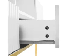 Móvel TV com 2 portas, 2 gavetas e 2 nichos, corpo ranhurado na cor branca com detalhes dourados - 165x36x55cm