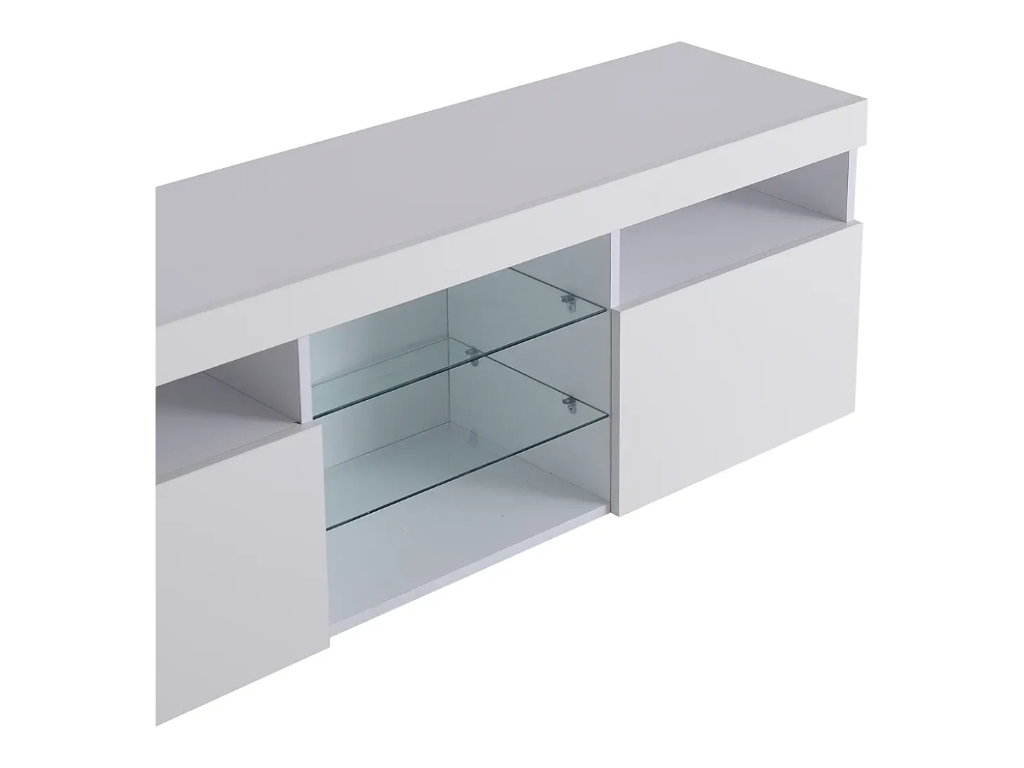 Móvel TV com 3 portas, 5 nichos e LED, branco
