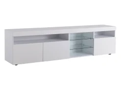 Móvel TV com 3 portas, 5 nichos e LED, branco