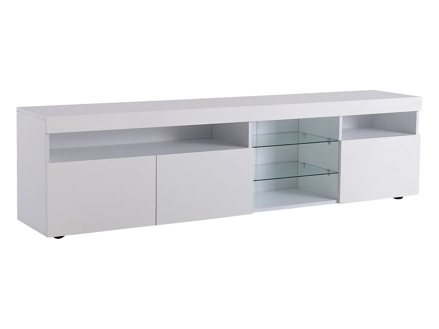 Móvel TV com 3 portas, 5 nichos e LED, branco