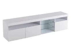 Móvel TV com 3 portas, 5 nichos e LED, branco