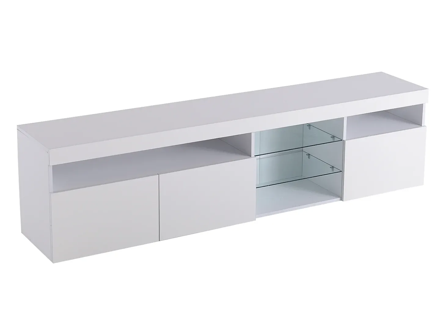 Móvel TV com 3 portas, 5 nichos e LED, branco