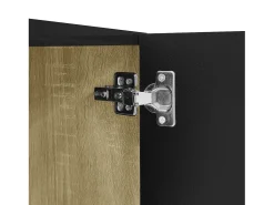 Móvel TV com 4 portas, corpo lacado preto brilhante e faixa dourada - 170x35x46cm