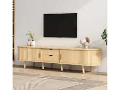 Móvel TV com 2 portas de correr ovais - 175 x 40 x 42cm - Madeira MDF - Cor madeira