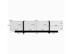 Móvel TV com 3 portas e 2 gavetas, corpo ranhurado na cor branca com detalhes em preto - 190x35x45cm