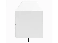 Móvel TV com 3 portas e 2 gavetas, corpo ranhurado na cor branca com detalhes em preto - 190x35x45cm