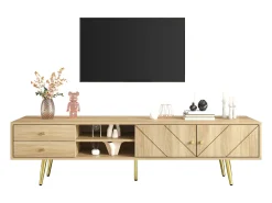 Móvel TV com 2 portas e 2 gavetas - 160 x 36 x 42 cm - MDF, Aglomerado - Cor madeira