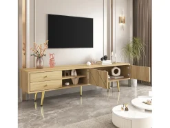 Móvel TV com 2 portas e 2 gavetas - 160 x 36 x 42 cm - MDF, Aglomerado - Cor madeira