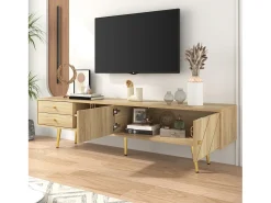 Móvel TV com 2 portas e 2 gavetas - 160 x 36 x 42 cm - MDF, Aglomerado - Cor madeira
