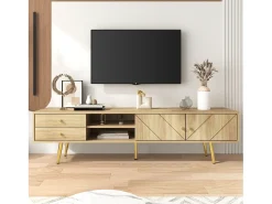 Móvel TV com 2 portas e 2 gavetas - 160 x 36 x 42 cm - MDF, Aglomerado - Cor madeira