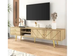 Móvel TV com 2 portas e 2 gavetas - 160 x 36 x 42 cm - MDF, Aglomerado - Cor madeira