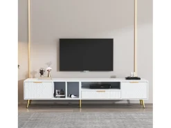 Móvel TV com 2 portas e 1 gaveta - 180 x 40 x 41 cm - Aglomerado - para sala de estar - Branco