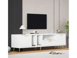 Móvel TV com 2 portas e 1 gaveta - 180 x 40 x 41 cm - Aglomerado - para sala de estar - Branco