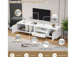 Móvel TV com 2 portas e 1 gaveta - 180 x 40 x 41 cm - Aglomerado - para sala de estar - Branco