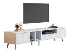 Móvel TV com 2 portas e 1 gaveta - 180 x 40 x 41 cm - Aglomerado - para sala de estar - Branco