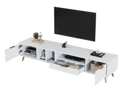 Móvel TV com 2 portas e 1 gaveta - 180 x 40 x 41 cm - Aglomerado - para sala de estar - Branco