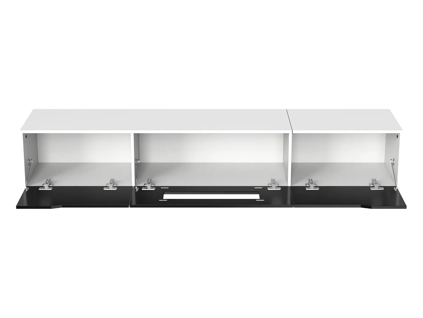 Móvel TV com 3 portas e LED, móvel TV de parede, lacado branco e preto