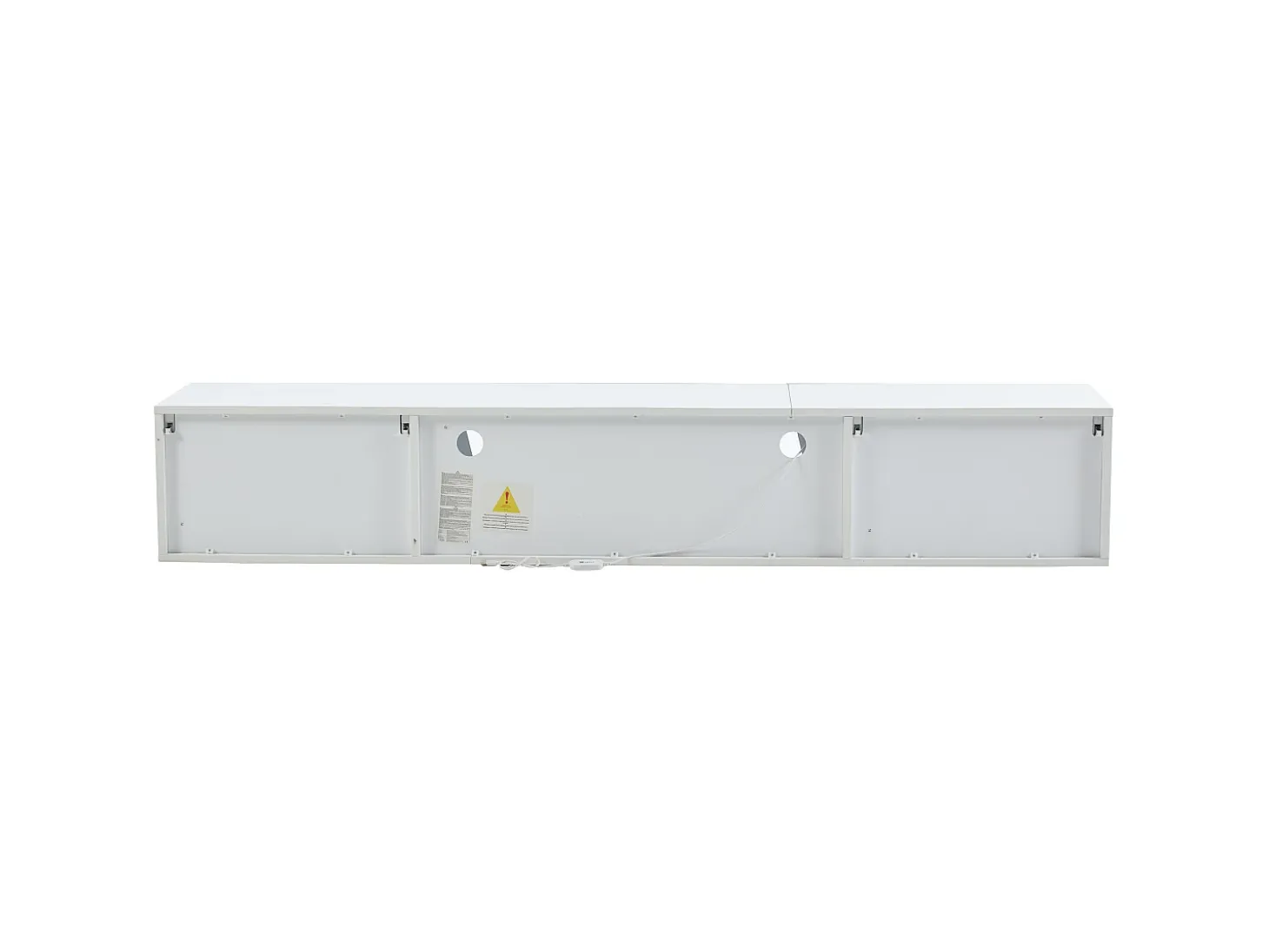 Móvel TV de parede 180x35x30cm com LED, 3 portas sanfonadas, lacado branco brilhante