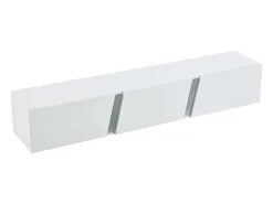 Móvel TV de parede 180x35x30cm com LED, 3 portas sanfonadas, lacado branco brilhante