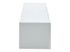 Móvel TV de parede 180x35x30cm com LED, 3 portas sanfonadas, lacado branco brilhante