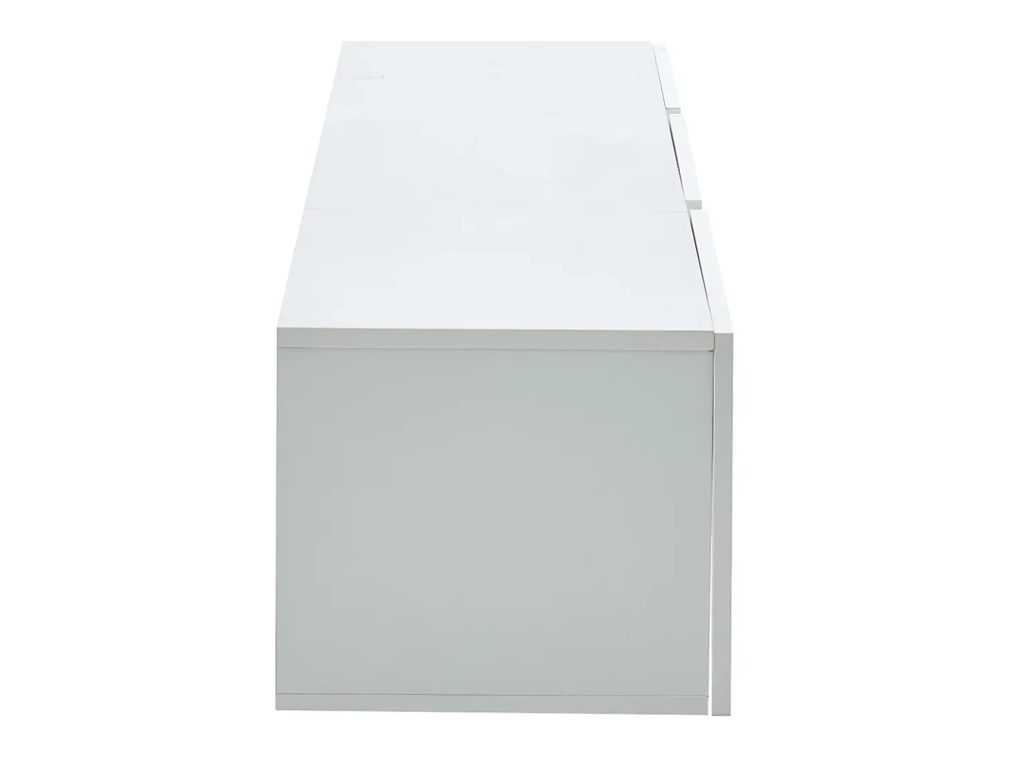 Móvel TV de parede 180x35x30cm com LED, 3 portas sanfonadas, lacado branco brilhante