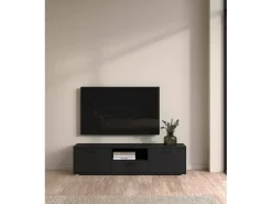 Móvel TV Dthorsb, Aparador de sala, Móvel baixo para TV, Base de parede equipada, 147x40 h38 cm, Preto