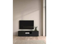 Móvel TV Dthorsb, Aparador de sala, Móvel baixo para TV, Base de parede equipada, 147x40 h38 cm, Preto