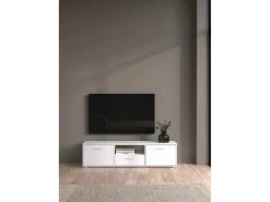 Móvel TV Dthorsb, Aparador de sala, Móvel baixo para TV, Base de parede equipada, 147x40 h38 cm, Branco