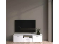 Móvel TV Dthorsb, Aparador de sala, Móvel baixo para TV, Base de parede equipada, 147x40 h38 cm, Branco