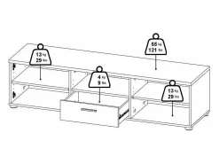 Móvel TV Dthorsb, Aparador de sala, Móvel baixo para TV, Base de parede equipada, 147x40 h38 cm, Branco