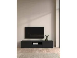Móvel TV Dtinagli, Aparador sala, Armário baixo para TV, Base de parede equipada, 177x40 h38 cm, Preto
